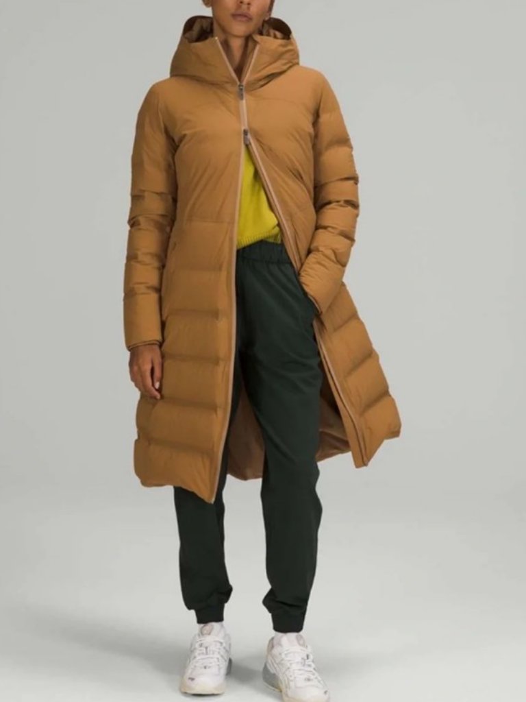 Lululemon Sleet Street Long Puffer Jacket Tan Women's Size 8